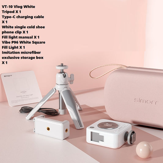 Portable desktop extension tripod with phone clip and fill light, mobile phone tripod for vlogging