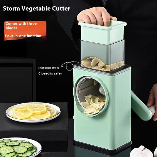 Sheila Merchandise quick meal prep chopper in green with three blades for slicing vegetables
