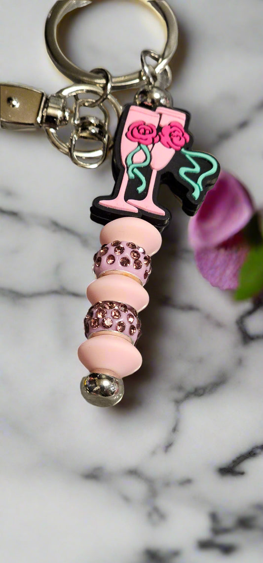Colorful stylish keychains for coffee enthusiasts featuring a drink design with decorative beads