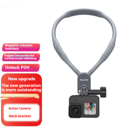 Sheila Merchandise action camera neck bracket with silicone camera holder and magnetic rotation interface
